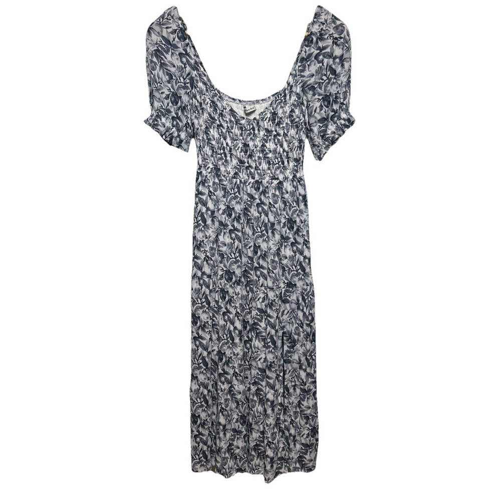 Abercrombie & Fitch Floral Midi Dress Blue While Women's Size SP